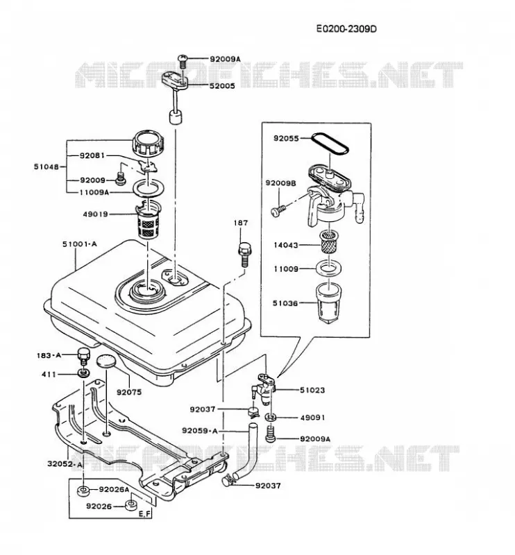 RESERVOIR CARBURANT/ROBINET Kawasaki Petits Moteurs FG FG200D FG MOTORS  FG200D-EV00