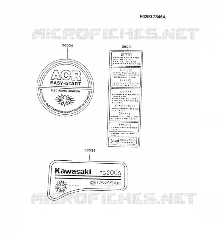 LABEL Kawasaki Petits Moteurs FG FG200G FG MOTORS  FG200G-AE59