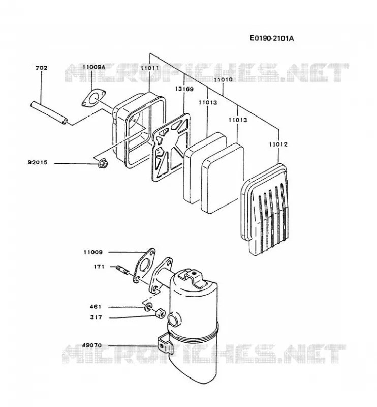 FILTRE &Agrave; AIR/POT D'&Egrave;CHAPPEMENT Kawasaki Petits Moteurs FG FG200G FG MOTORS  FG200G-CS50