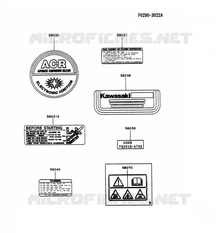 LABEL Kawasaki Petits Moteurs FG FG201D FG MOTORS  FG201D-AT50