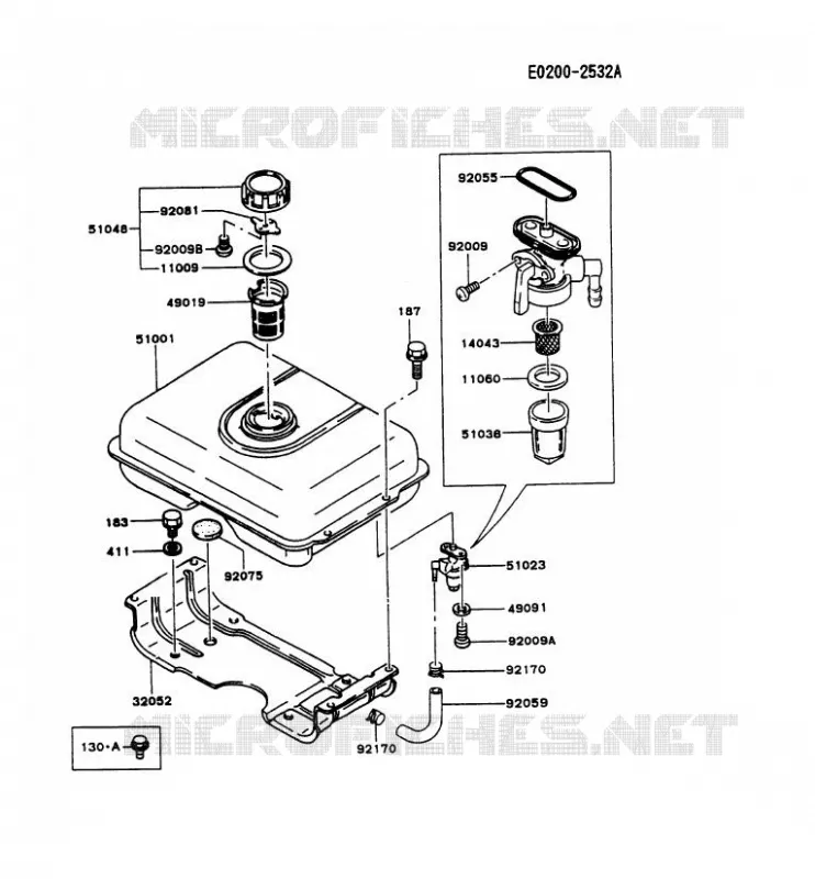 RESERVOIR CARBURANT/ROBINET Kawasaki Petits Moteurs FG FG201D FG MOTORS  FG201D-AT50