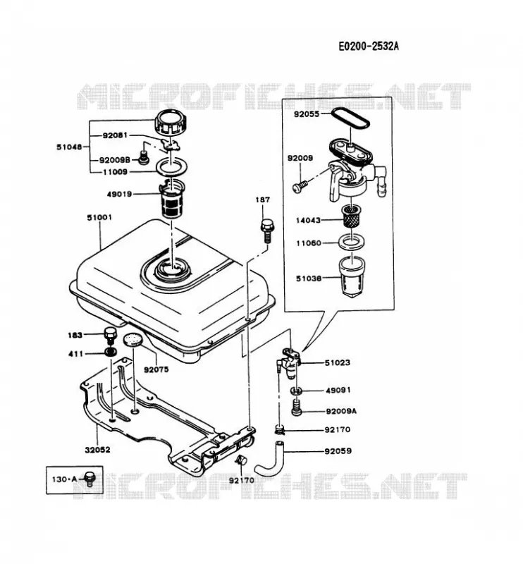 RESERVOIR CARBURANT/ROBINET Kawasaki Petits Moteurs FG FG201D FG MOTORS  FG201D-AT52