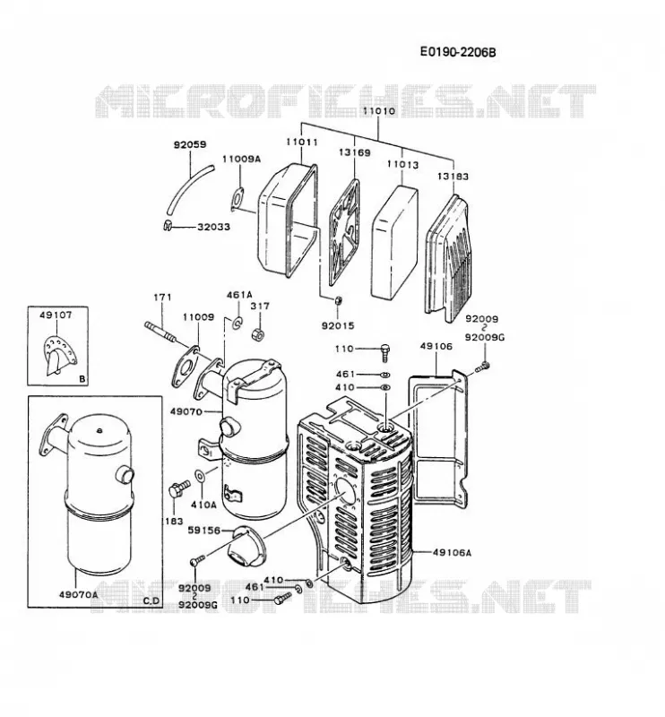 FILTRE &Agrave; AIR/POT D'&Egrave;CHAPPEMENT Kawasaki Petits Moteurs FG FG300D FG MOTORS  FG300D-AS12