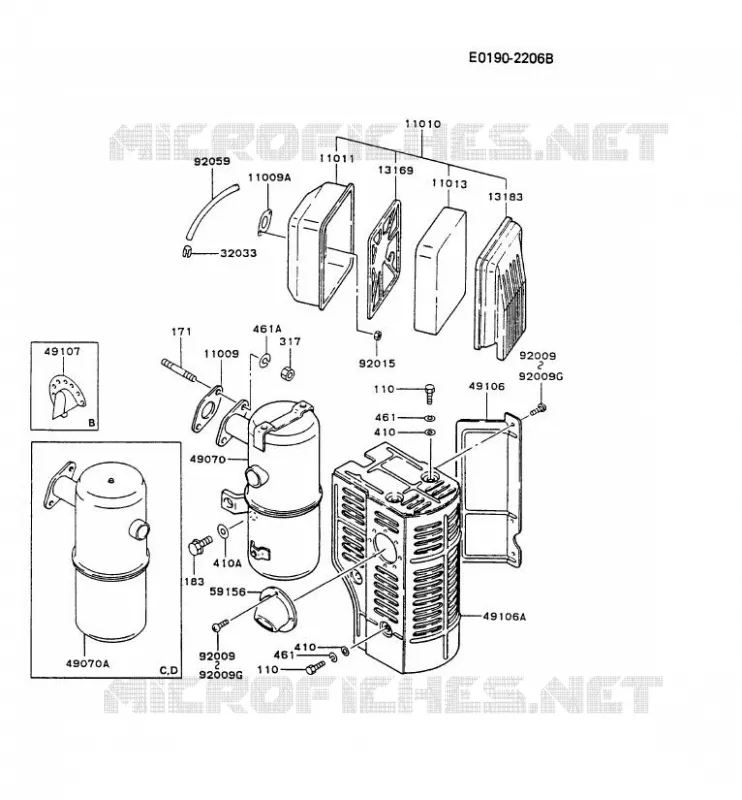 FILTRE &Agrave; AIR/POT D'&Egrave;CHAPPEMENT Kawasaki Petits Moteurs FG FG300D FG MOTORS  FG300D-BS12