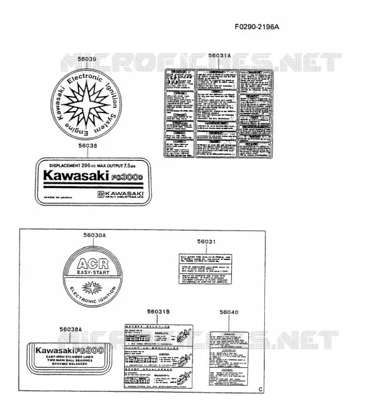 LABEL Kawasaki Petits Moteurs FG FG300D FG MOTORS  FG300D-BS60