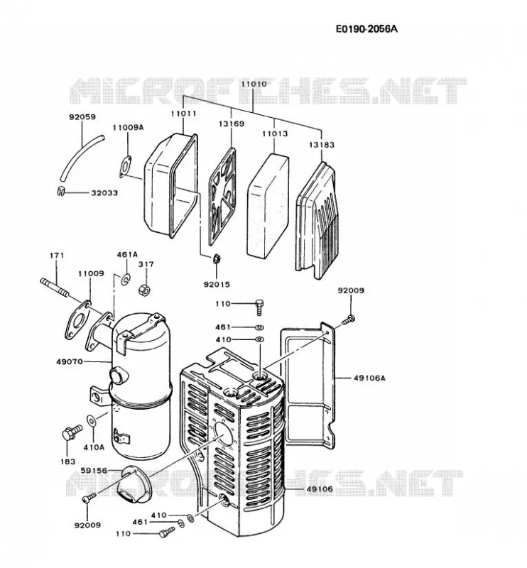 FILTRE &Agrave; AIR/POT D'&Egrave;CHAPPEMENT Kawasaki Petits Moteurs FG FG300D FG MOTORS  FG300D-CS50