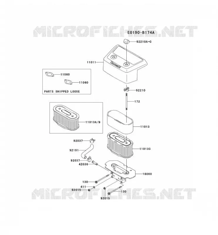FILTRE &Agrave; AIR/POT D'&Egrave;CHAPPEMENT Kawasaki Petits Moteurs FH FH721V FH MOTORS  FH721V-CS10