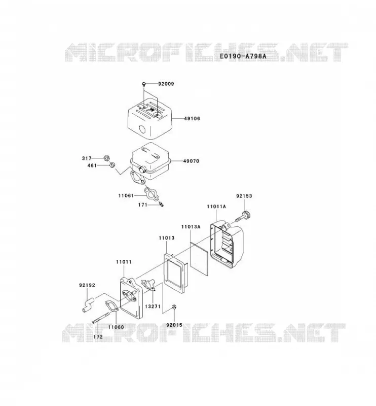 FILTRE &Agrave; AIR/POT D'&Egrave;CHAPPEMENT Kawasaki Petits Moteurs FJ FJ100D FJ MOTORS  FJ100D-AS56