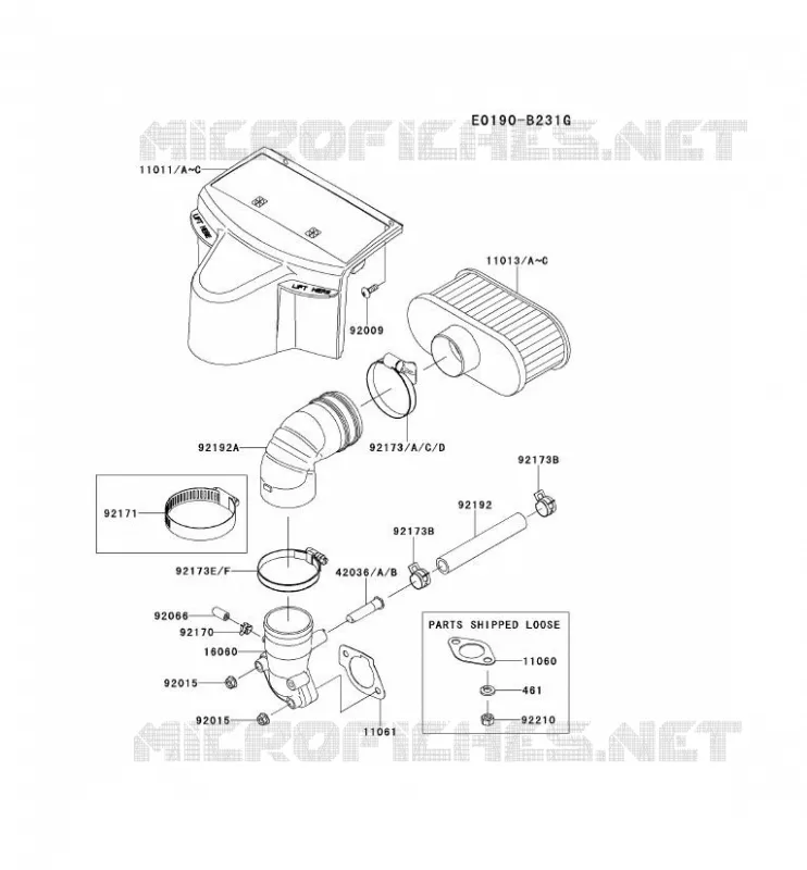 FILTRE &Agrave; AIR/POT D'&Egrave;CHAPPEMENT Kawasaki Petits Moteurs FR FR651V FR MOTORS  FR651V-CS08