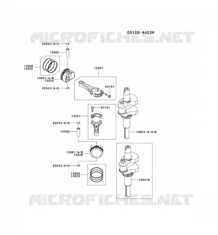 PISTON/VILEBREQUIN Kawasaki Petits Moteurs FS FS481V FS MOTORS  FS481V-AS01