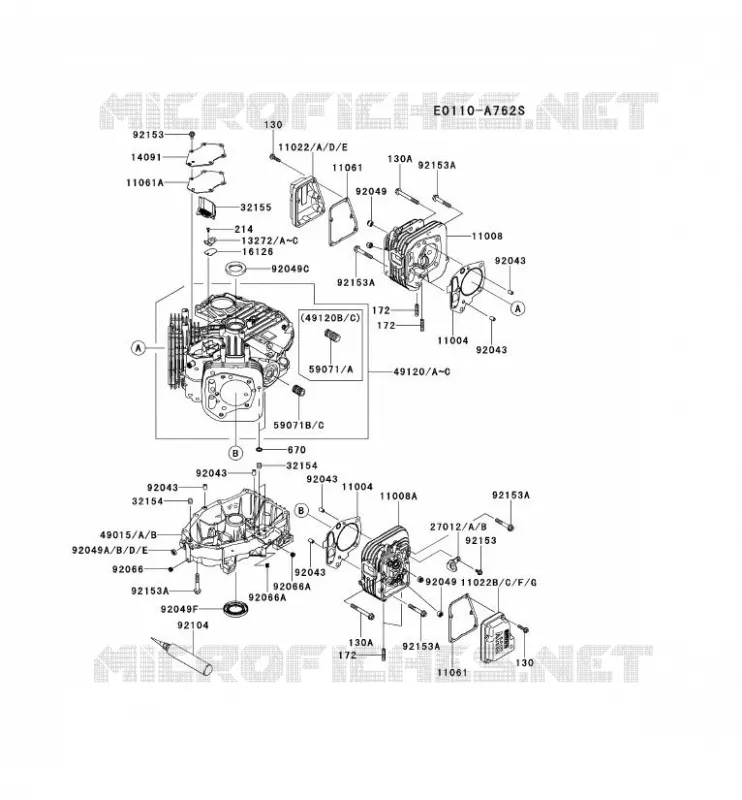 CULASSE/CARTER MOTEUR Kawasaki Petits Moteurs FS FS481V FS MOTORS  FS481V-AS05