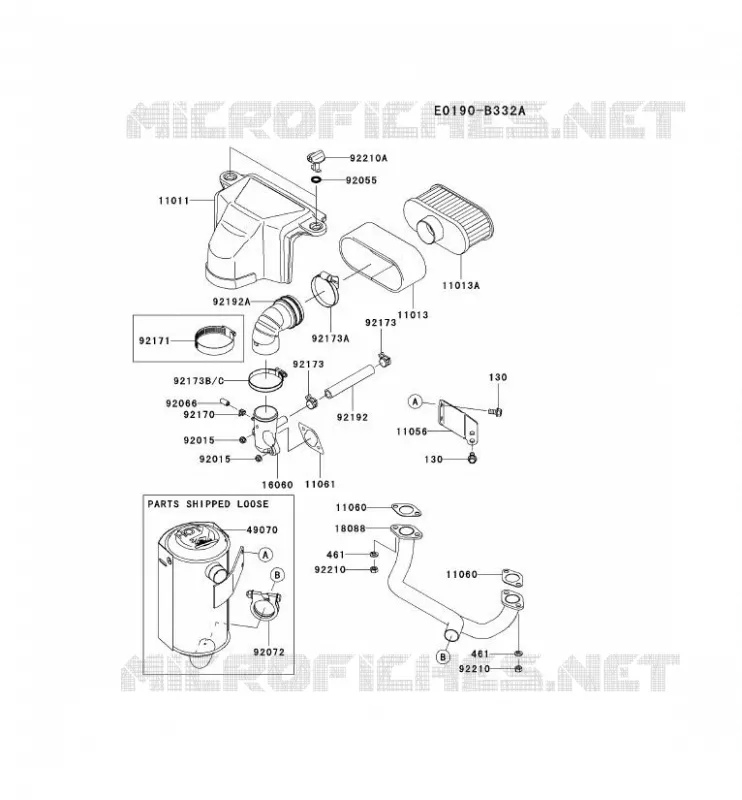 FILTRE &Agrave; AIR/POT D'&Egrave;CHAPPEMENT Kawasaki Petits Moteurs FS FS481V FS MOTORS  FS481V-AS11