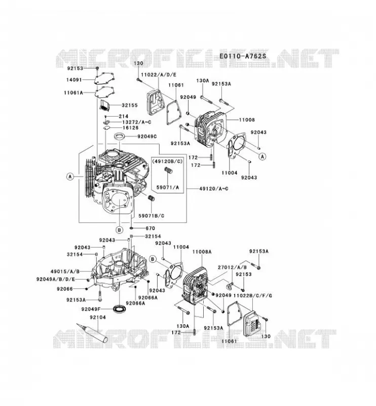 CULASSE/CARTER MOTEUR Kawasaki Petits Moteurs FS FS481V FS MOTORS  FS481V-BS05