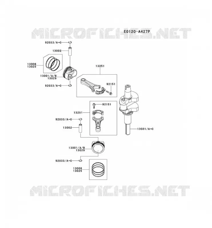 PISTON/VILEBREQUIN Kawasaki Petits Moteurs FS FS481V FS MOTORS  FS481V-BS10