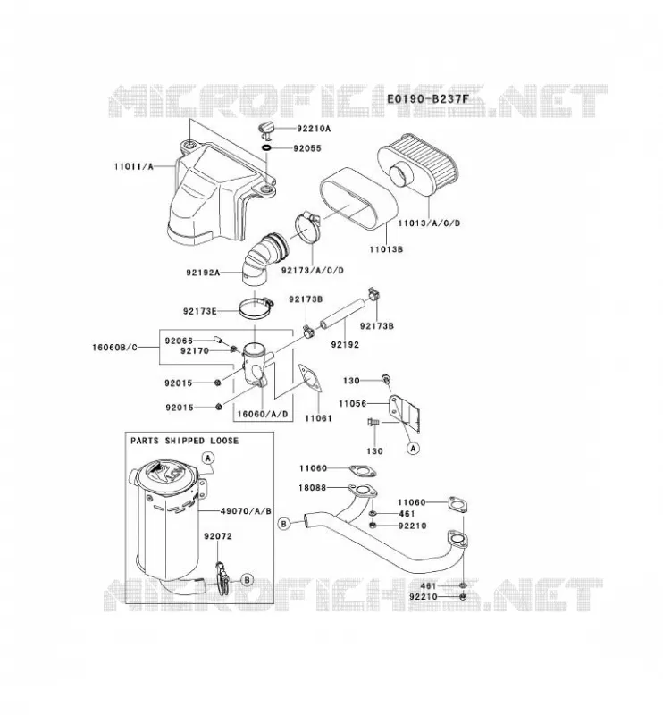FILTRE &Agrave; AIR/POT D'&Egrave;CHAPPEMENT Kawasaki Petits Moteurs FS FS481V FS MOTORS  FS481V-BS14