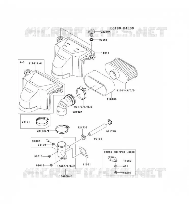 FILTRE &Agrave; AIR/POT D'&Egrave;CHAPPEMENT Kawasaki Petits Moteurs FS FS481V FS MOTORS  FS481V-CS01