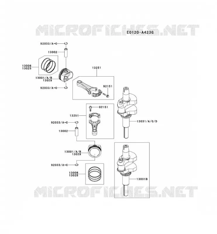 PISTON/VILEBREQUIN Kawasaki Petits Moteurs FS FS481V FS MOTORS  FS481V-CS04
