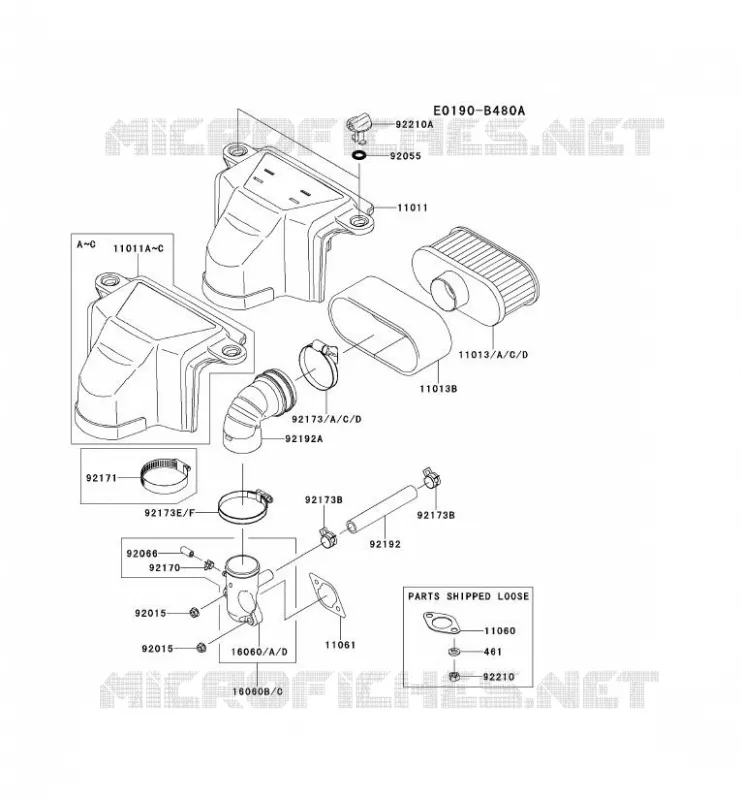 FILTRE &Agrave; AIR/POT D'&Egrave;CHAPPEMENT Kawasaki Petits Moteurs FS FS481V FS MOTORS  FS481V-CS07