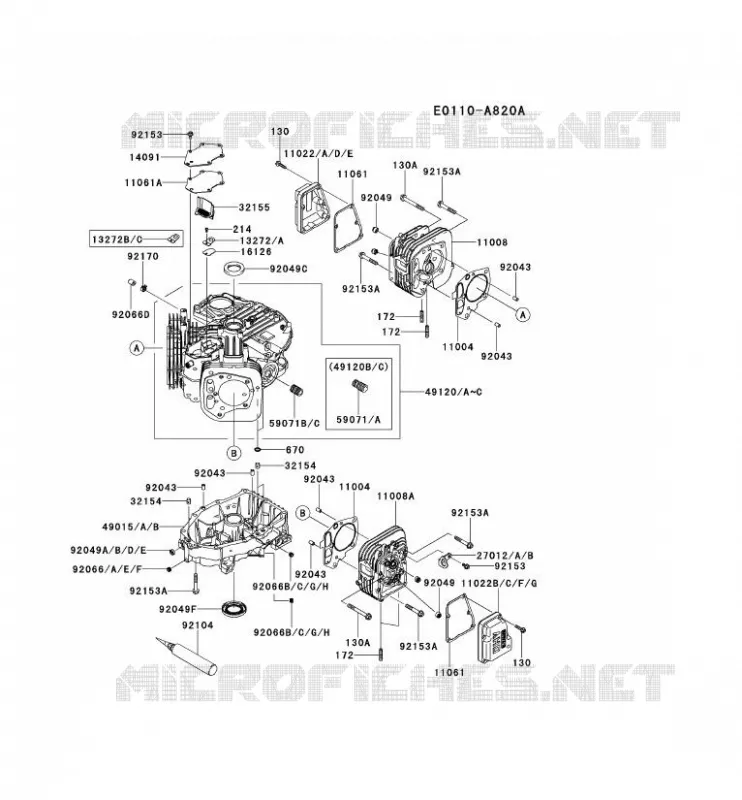 CULASSE/CARTER MOTEUR Kawasaki Petits Moteurs FS FS481V FS MOTORS  FS481V-CS10