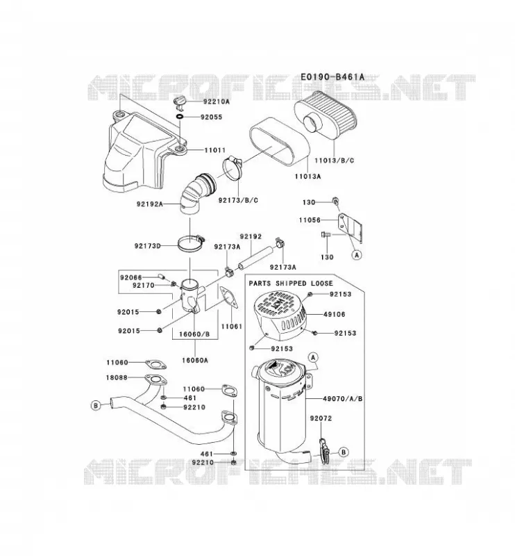FILTRE &Agrave; AIR/POT D'&Egrave;CHAPPEMENT Kawasaki Petits Moteurs FS FS481V FS MOTORS  FS481V-CS18
