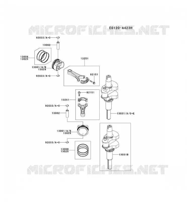PISTON/VILEBREQUIN Kawasaki Petits Moteurs FS FS481V FS MOTORS  FS481V-DS00