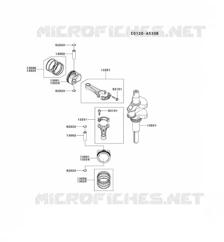 PISTON/VILEBREQUIN Kawasaki Petits Moteurs FS FS481V FS MOTORS  FS481V-ES14
