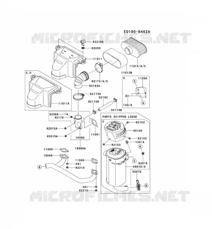 FILTRE &Agrave; AIR/POT D'&Egrave;CHAPPEMENT Kawasaki Petits Moteurs FS FS481V FS MOTORS  FS481V-ES18