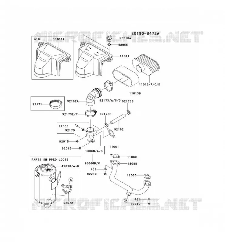 FILTRE &Agrave; AIR/POT D'&Egrave;CHAPPEMENT Kawasaki Petits Moteurs FS FS541V FS MOTORS  FS541V-AS11