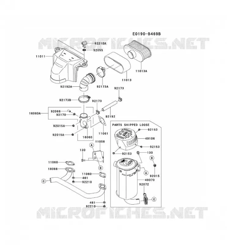 FILTRE &Agrave; AIR/POT D'&Egrave;CHAPPEMENT Kawasaki Petits Moteurs FS FS541V FS MOTORS  FS541V-AS52