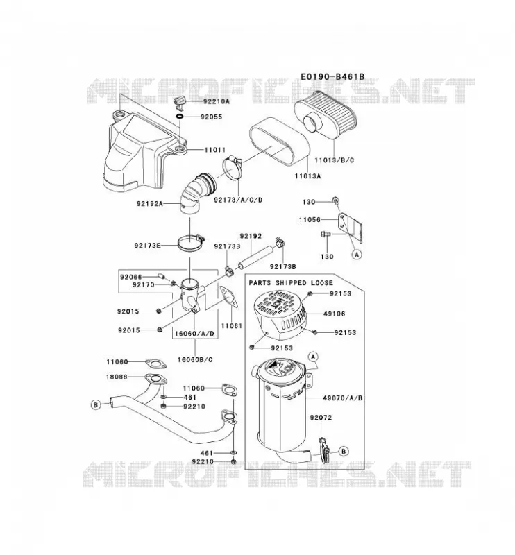 FILTRE &Agrave; AIR/POT D'&Egrave;CHAPPEMENT Kawasaki Petits Moteurs FS FS541V FS MOTORS  FS541V-BS19