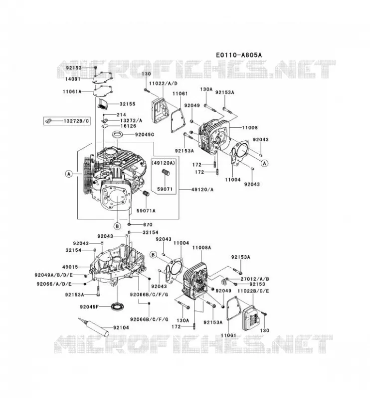 CULASSE/CARTER MOTEUR Kawasaki Petits Moteurs FS FS541V FS MOTORS  FS541V-BS21