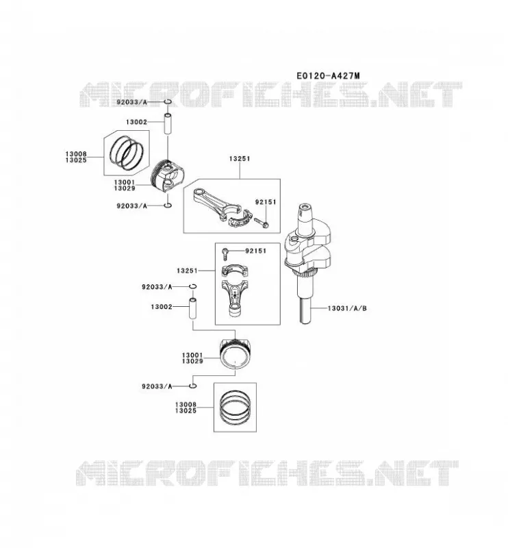 PISTON/VILEBREQUIN Kawasaki Petits Moteurs FS FS541V FS MOTORS  FS541V-CS16