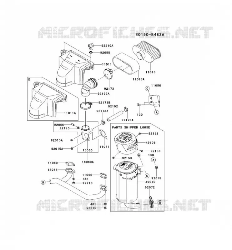 FILTRE &Agrave; AIR/POT D'&Egrave;CHAPPEMENT Kawasaki Petits Moteurs FS FS541V FS MOTORS  FS541V-DS19