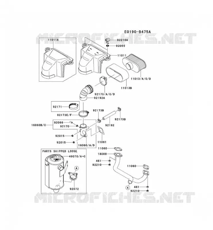 FILTRE &Agrave; AIR/POT D'&Egrave;CHAPPEMENT Kawasaki Petits Moteurs FS FS600V FS MOTORS  FS600V-AS09