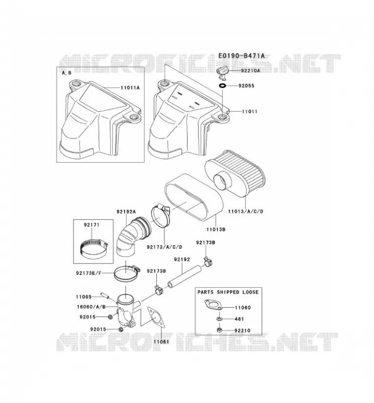 FILTRE &Agrave; AIR/POT D'&Egrave;CHAPPEMENT Kawasaki Petits Moteurs FS FS600V FS MOTORS  FS600V-AS10