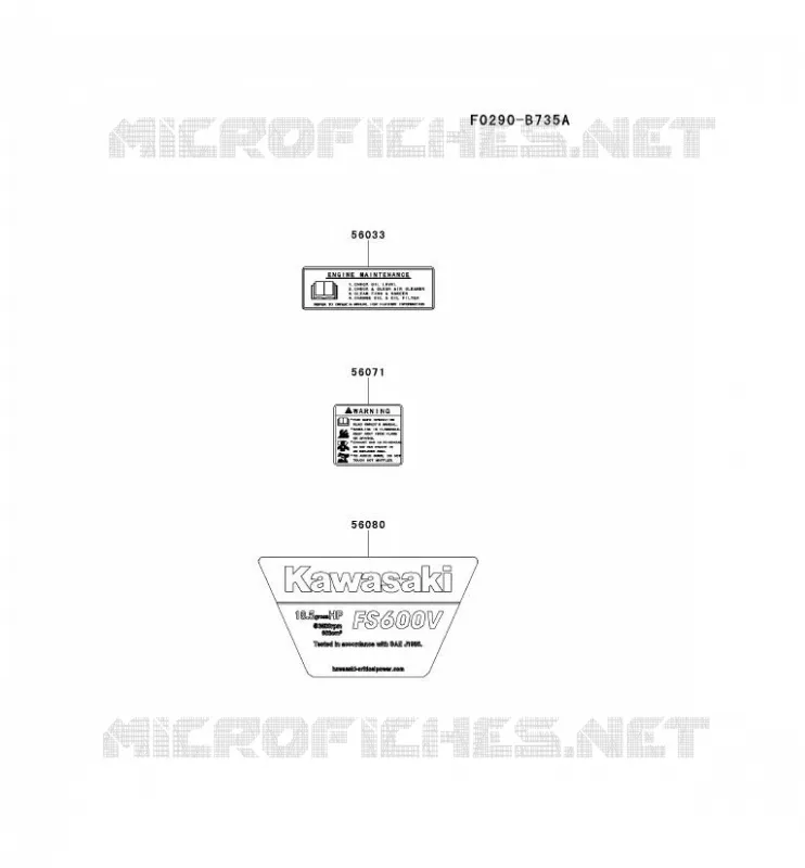 LABEL Kawasaki Petits Moteurs FS FS600V FS MOTORS  FS600V-BS19