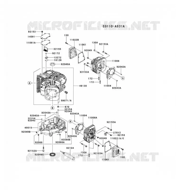 CULASSE/CARTER MOTEUR Kawasaki Petits Moteurs FS FS600V FS MOTORS  FS600V-CE50