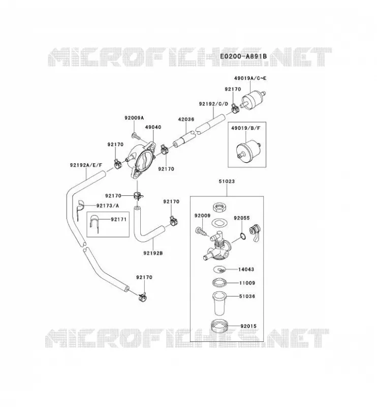 RESERVOIR CARBURANT/ROBINET Kawasaki Petits Moteurs FS FS600V FS MOTORS  FS600V-DE50