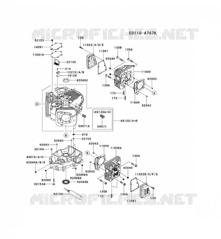 CULASSE/CARTER MOTEUR Kawasaki Petits Moteurs FS FS651V FS MOTORS  FS651V-CS00