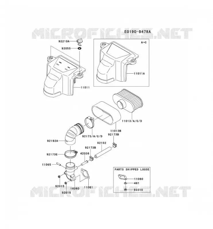 FILTRE &Agrave; AIR/POT D'&Egrave;CHAPPEMENT Kawasaki Petits Moteurs FS FS730V FS MOTORS  FS730V-BS06