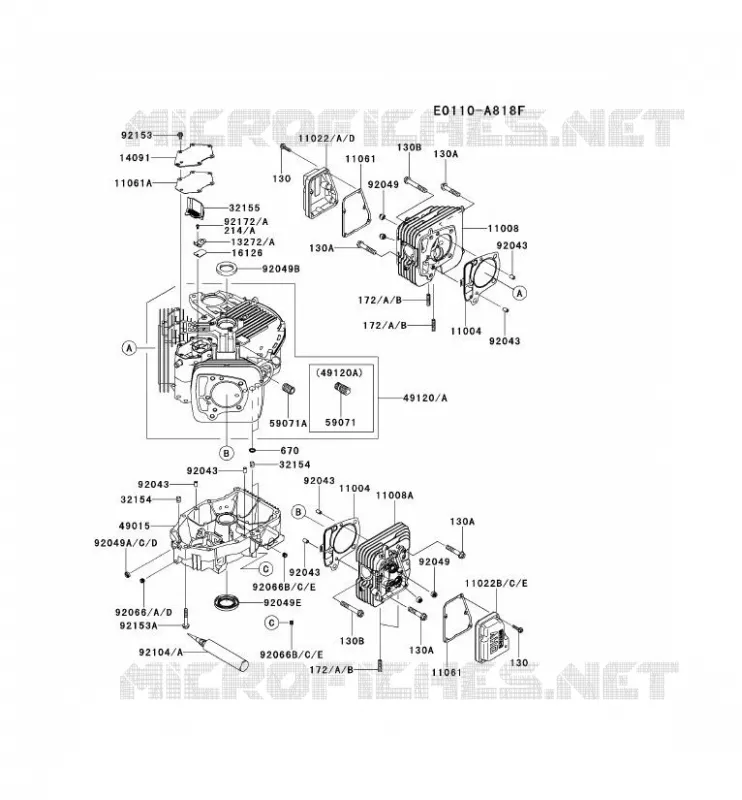 CULASSE/CARTER MOTEUR Kawasaki Petits Moteurs FS FS730V FS MOTORS  FS730V-BS11