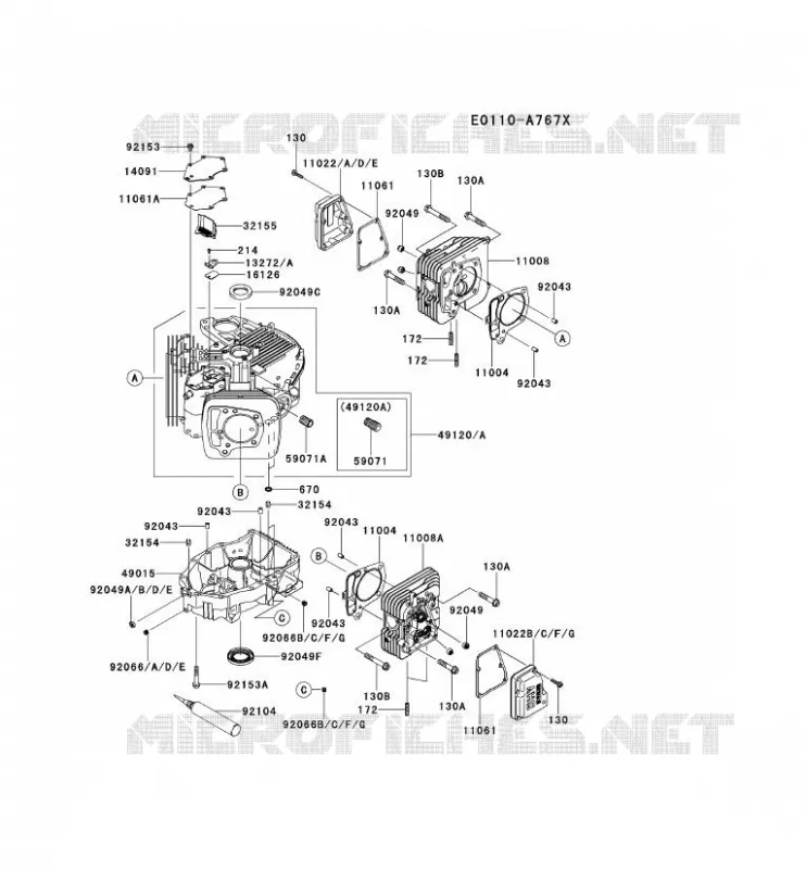 CULASSE/CARTER MOTEUR Kawasaki Petits Moteurs FS FS730V FS MOTORS  FS730V-CS50