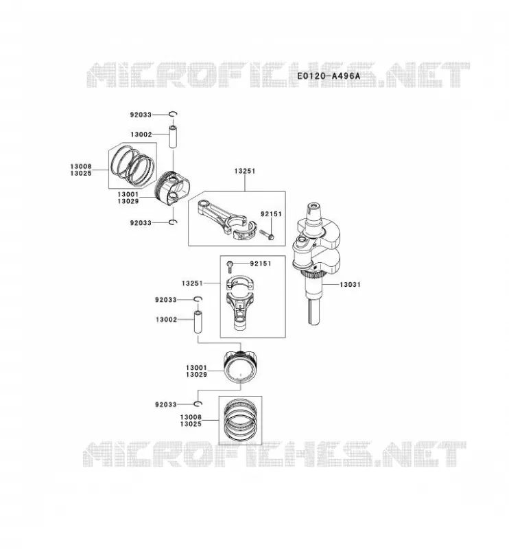 PISTON/VILEBREQUIN Kawasaki Petits Moteurs FS FS730V FS MOTORS  FS730V-FS00