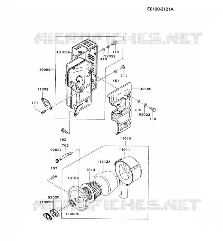 FILTRE &Agrave; AIR/POT D'&Egrave;CHAPPEMENT Kawasaki Petits Moteurs FZ FZ340D FZ MOTORS  FZ340D-CS06