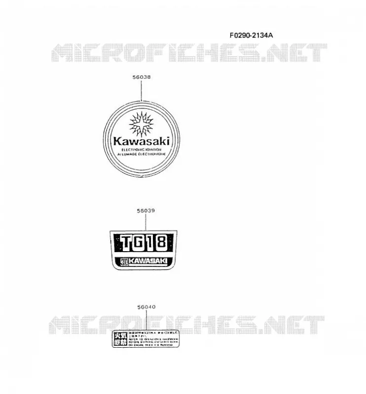 LABEL Kawasaki Petits Moteurs TG TG018D TG MOTORS  TG018D-AF36