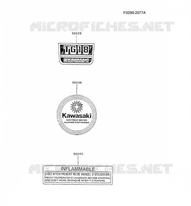 LABEL Kawasaki Petits Moteurs TG TG018D TG MOTORS  TG018D-BF10