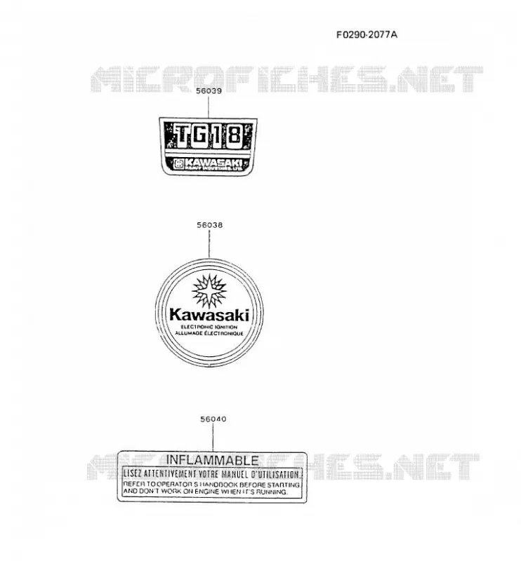 LABEL Kawasaki Petits Moteurs TG TG018D TG MOTORS  TG018D-BF11