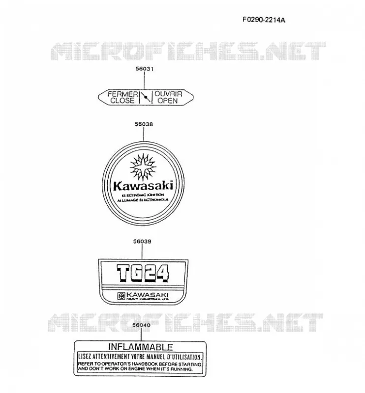 LABEL Kawasaki Petits Moteurs TG TG024D TG MOTORS  TG024D-CS50