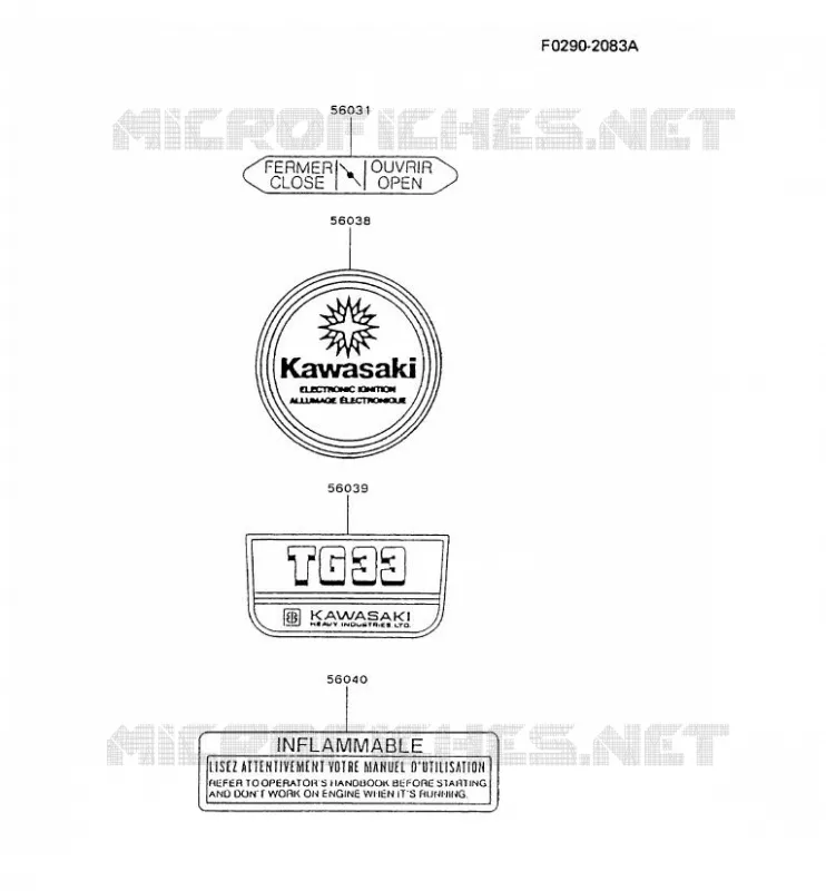 LABEL Kawasaki Petits Moteurs TG TG033D TG MOTORS  TG033D-AC51