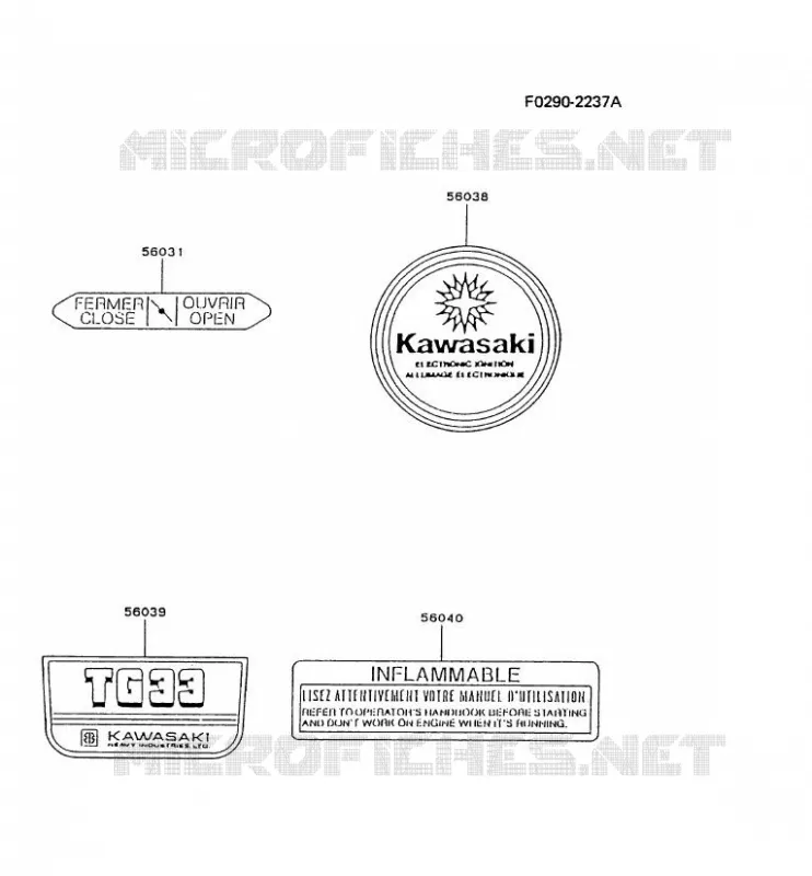 LABEL Kawasaki Petits Moteurs TG TG033D TG MOTORS  TG033D-AC55